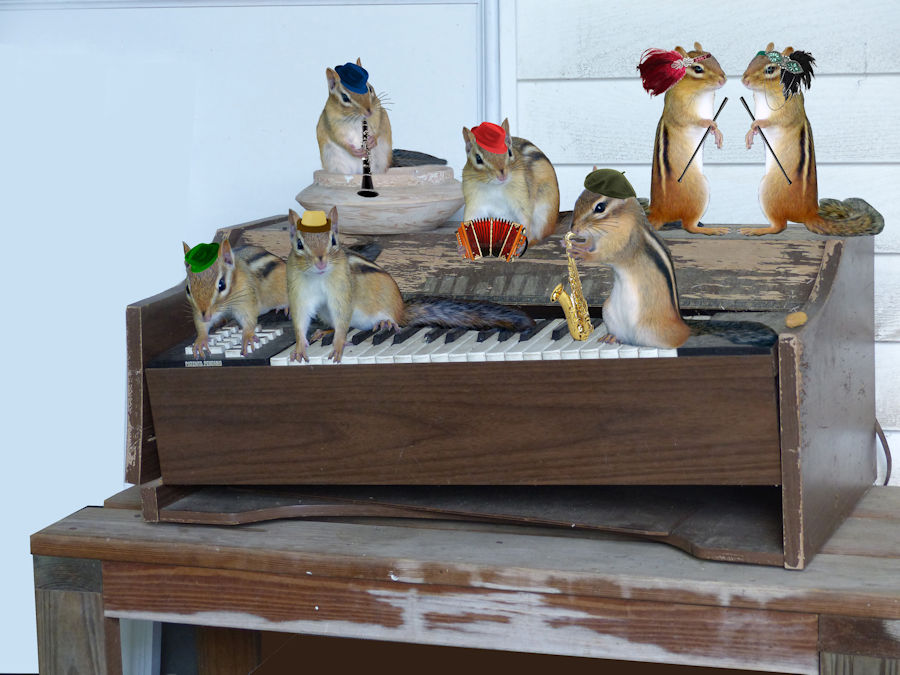 Felonious Munk & His Chipmunk Band collage illustration created by Charlie Ipcar, Graphic &copy; 2022, Ipbar Productions, all rights reserved.